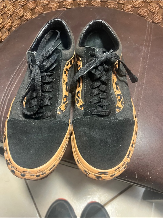 Vans Shoes - Vans Black Sneakers with Leopard-Print Tan Accents